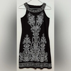 Elegant Black and White Embroidered Dress